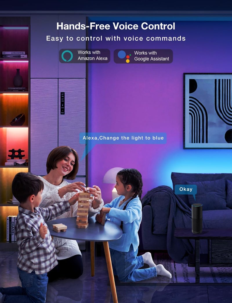 DAYBETTER Smart WiFi Led Strip Lights App Controlled Compatible with Alexa and Google Assistant Timer Schedule RGB Strip Color Changing Décor for Bedroom Party Kitchen 50ft - Image 3